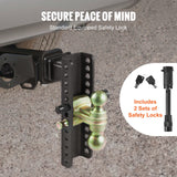 VEVOR Adjustable Trailer Hitch, 25.4 cm Drop & 21.59 cm Rise Hitch Ball Mount with 5.08 cm Receiver, Solid Tube, 6350 kgs GTW, 5.08 cm & 5.08-0.79 cm 45# Steel Tow Balls with Key Lock for Truck Towing