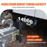 VEVOR Adjustable Trailer Hitch, 203.2 mm Drop & 165.1 mm Rise Hitch Ball Mount with 50.8 mm Receiver, Solid Tube, 6350 kg GTW, 50.8 m and 58.7 mm 45# Steel Tow Balls with Key Lock for Truck Towing - Side View