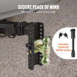 VEVOR Adjustable Trailer Hitch, 203.2 mm Drop & 165.1 mm Rise Hitch Ball Mount with 50.8 mm Receiver, Solid Tube, 6350 kg GTW, 50.8 m and 58.7 mm 45# Steel Tow Balls with Key Lock for Truck Towing - 45-Degree Angle