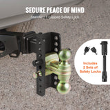 VEVOR Adjustable Trailer Hitch, 152.4 mm Drop & 114.3 mm Rise Hitch Ball Mount with 50.8 mm Receiver, Solid Tube, 6350 kg GTW, 50.8 mm and 58.7 mm 45# Steel Tow Balls with Key Lock for Truck Towing - 45-Degree Angle