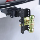 VEVOR Adjustable Trailer Hitch, 152.4 mm Drop & 114.3 mm Rise Hitch Ball Mount with 50.8 mm Receiver, Solid Tube, 6350 kg GTW, 50.8 mm and 58.7 mm 45# Steel Tow Balls with Key Lock for Truck Towing - Low Angle