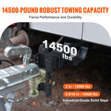 VEVOR Adjustable Trailer Hitch, 15cm Drop & 11.43cm Rise Hitch Ball Mount with 6.35cm Receiver, Solid Tube, 6577 kgs GTW, 5.08cm & 5.08-0.79cm 45# Steel Tow Balls with Key Lock for Truck Towing - Side View