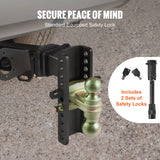 VEVOR Adjustable Trailer Hitch, 203.2 mm Drop & 165.1 mm Rise Hitch Ball Mount with 63.5 mm Receiver, Solid Tube, 6577 kg GTW, 50.8 mm & 58.7 mm 45# Steel Tow Balls with Key Lock for Truck Towing - 45-Degree Angle