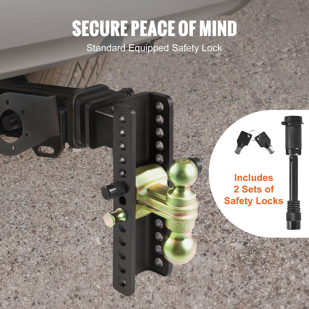 VEVOR Adjustable Trailer Hitch, 25 cm Drop & 21.59 cm Rise Hitch Ball Mount with 6.35 cm Receiver Solid Tube, 6577 kgs GTW, 5.08 cm & 5.08-0.79 cm 45#