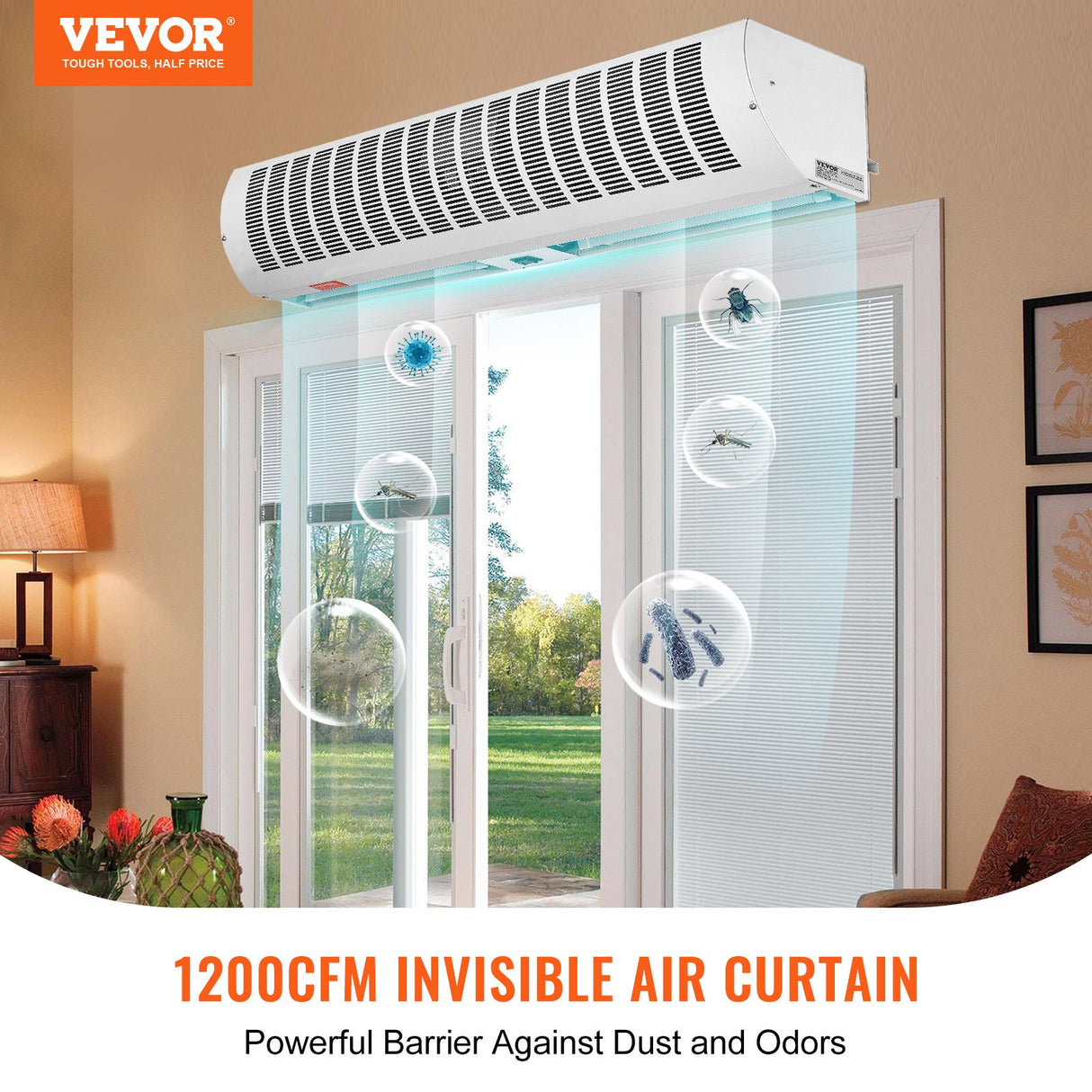 VEVOR 0.9m Commercial Indoor Air Curtain Super Power 2 Speeds 2038m?/h, UL Certified Wall Mounted Air Curtains for Doors, Indoor Over Door Fan with