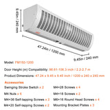 VEVOR 1.2m Commercial Indoor Air Curtain Super Power 2 Speeds 2802m_/h, UL Certified Wall Mounted Air Curtains for Doors, Indoor Over Door Fan with
