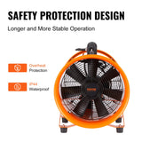 VEVOR Portable Ventilator, 254mm/10inch Heavy Duty Cylinder Fan with 10m Duct Hose, 300W Strong Shop Exhaust Blower 1720CFM, Industrial Utility Blower