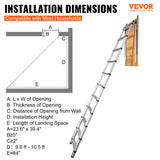 VEVOR Attic Ladder Telescoping, 158.76kg Capacity, 100cm x 59.94cm,Multi-Purpose Aluminium Extension, Lightweight and Portable,Fits298.7cm-