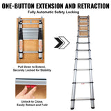 VEVOR Attic Ladder Telescoping, 158.76kg Capacity, 100cm x 59.94cm,Multi-Purpose Aluminium Extension, Lightweight and Portable,Fits298.7cm-320.04cmCeilingHeights,Convenient Access to Your Attic Standa - Rear View