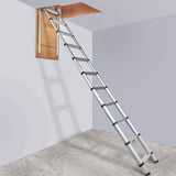 VEVOR Attic Ladder Telescoping, 158.76kg Capacity, 100cm x 59.94cm,Multi-Purpose Aluminium Extension, Lightweight and Portable,Fits298.7cm-320.04cmCeilingHeights,Convenient Access to Your Attic Standa - Low Angle
