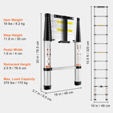 VEVOR Telescoping Ladder Aluminum Extension Step 3.2 m Multi-purpose Portable - 45-Degree Angle