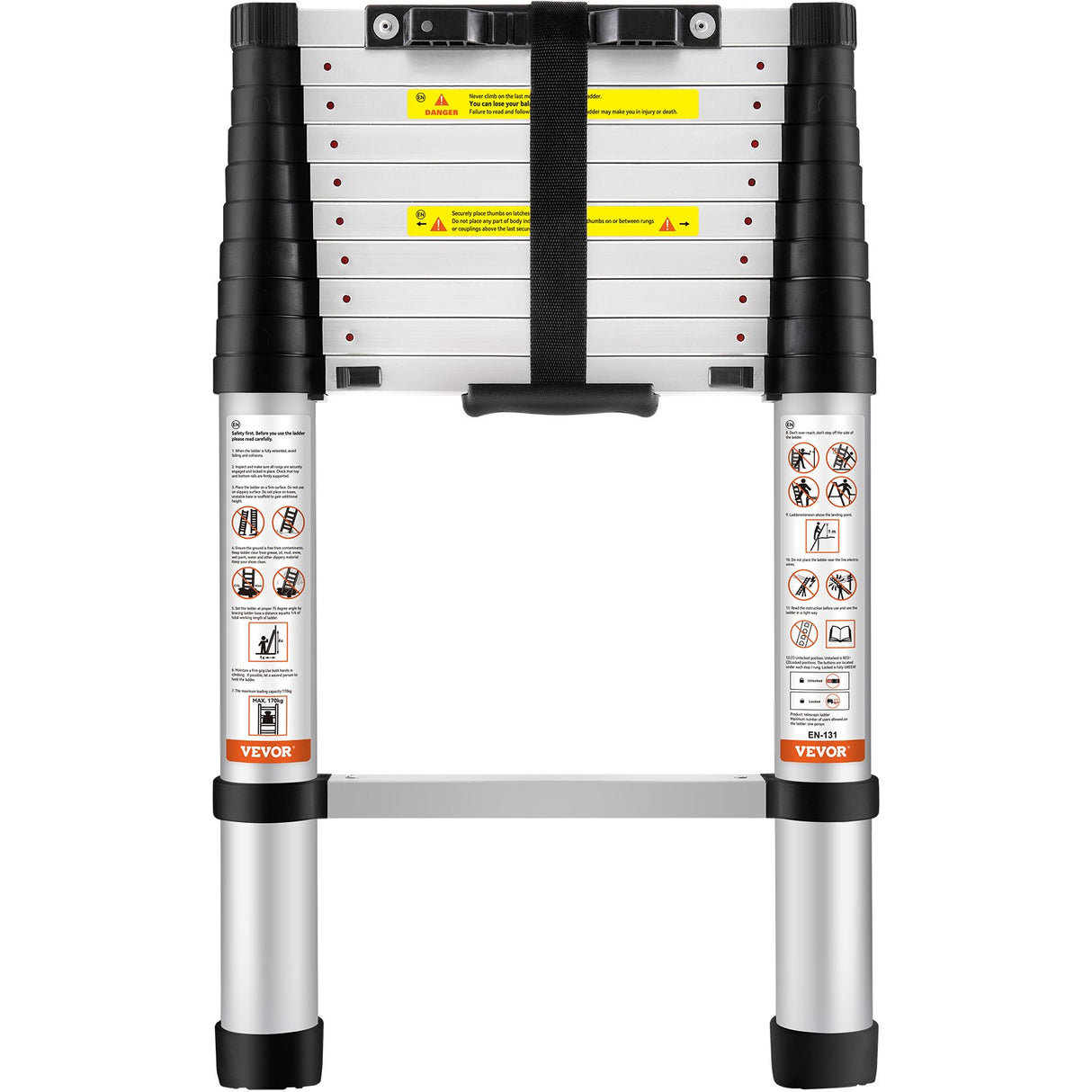 VEVOR Telescoping Ladder Aluminum Extension Step 3.2 m Multi-purpose Portable