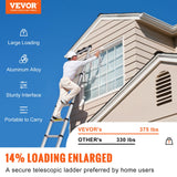 VEVOR Telescoping Ladder Aluminum Extension Step 12.5 ft Multi-purpose Portable - Front View