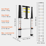 VEVOR Telescoping Ladder Aluminum Extension Step 12.5 ft Multi-purpose Portable - Close-Up Angle