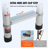 VEVOR Telescoping Extension Ladder 16.5FT Multi-button Retraction 419 LBS - Side View