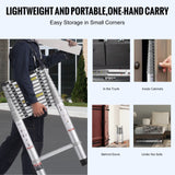 VEVOR Telescoping Extension Ladder 16.5FT Multi-button Retraction 419 LBS - 45-Degree Angle