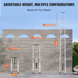 VEVOR Telescoping Extension Ladder 16.5FT Multi-button Retraction 419 LBS - Rear View