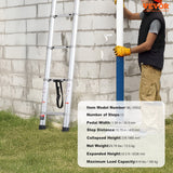 VEVOR Telescoping Extension Ladder 16.5FT Multi-button Retraction 419 LBS - Close-Up Angle