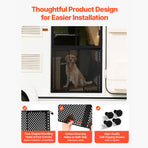 RV Screen Door Protector, Adjusts from 558.8 – 800 mm, Adjustable Door Grille, Easy to Install, Reinforced Breathable Honeycomb Holes, Iron Camper RV Entry Protector for Pet Protection, Black
