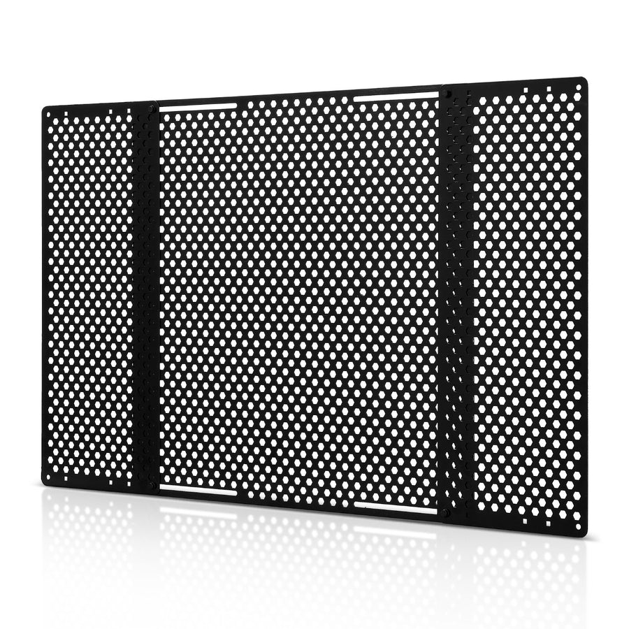 RV Screen Door Protector, Adjusts from 558.8 – 800 mm, Adjustable Door Grille, Easy to Install, Reinforced Breathable Honeycomb Holes, Iron Camper RV Entry Protector for Pet Protection, Black