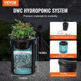 VEVOR DWC Hydroponics Grow System Deep Water Culture with Top Drip 1 Bucket 20L - Front View