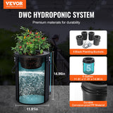 VEVOR DWC Hydroponics Grow System Deep Water Culture with Top Drip 4 Buckets - Front View