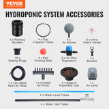 VEVOR DWC Hydroponics Grow System Deep Water Culture with Top Drip 4 Buckets - Close-Up Angle