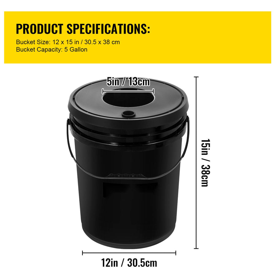 DWC Hydroponics Grow System, Hydroponic Growing System, Deep Water Culture 5-Gallon 4 Buckets, DWC System with Air Pump, Air Stones and Water Level Device for Leafy Vegetables