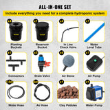 VEVOR DWC Hydroponic System, 5 Gallon 5 Buckets, Deep Water Culture Growing Bucket, Hydroponics Grow Kit with Pump, Air Stone and Connected Reservoir, for Indoor/Outdoor Leafy Vegetables - Rear View