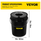 VEVOR DWC Hydroponic System, 5 Gallon 5 Buckets, Deep Water Culture Growing Bucket, Hydroponics Grow Kit with Pump, Air Stone and Connected Reservoir, for Indoor/Outdoor Leafy Vegetables