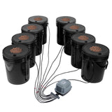 VEVOR DWC Hydroponics Grow System Deep Water Culture 8 Buckets with Air Pump - Low Angle