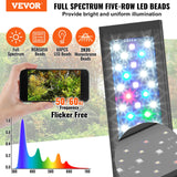 VEVOR Aquarium Light, 14W Full Spectrum Fish Tank Light with 24/7 Natural Mode, Adjustable Timer & 5-Level Brightness, with Aluminum Alloy Shell