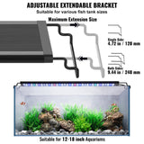 VEVOR Aquarium Light, 14W Full Spectrum Fish Tank Light with 24/7 Natural Mode, Adjustable Timer & 5-Level Brightness, with Aluminum Alloy Shell Extendable Brackets for 12