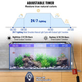 VEVOR Aquarium Light, 26W Full Spectrum Fish Tank Light with 24/7 Natural Mode, Adjustable Timer & 5-Level Brightness, with Aluminum Alloy Shell Extendable Brackets for 30