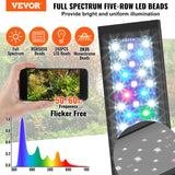 VEVOR Aquarium Light, 48W Full Spectrum Fish Tank Light with 24/7 Natural Mode, Adjustable Timer & 5-Level Brightness, with Aluminum Alloy Shell Extendable Brackets for 48