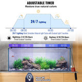 VEVOR Aquarium Light, 48W Full Spectrum Fish Tank Light with 24/7 Natural Mode, Adjustable Timer & 5-Level Brightness, with Aluminum Alloy Shell Extendable Brackets for 48