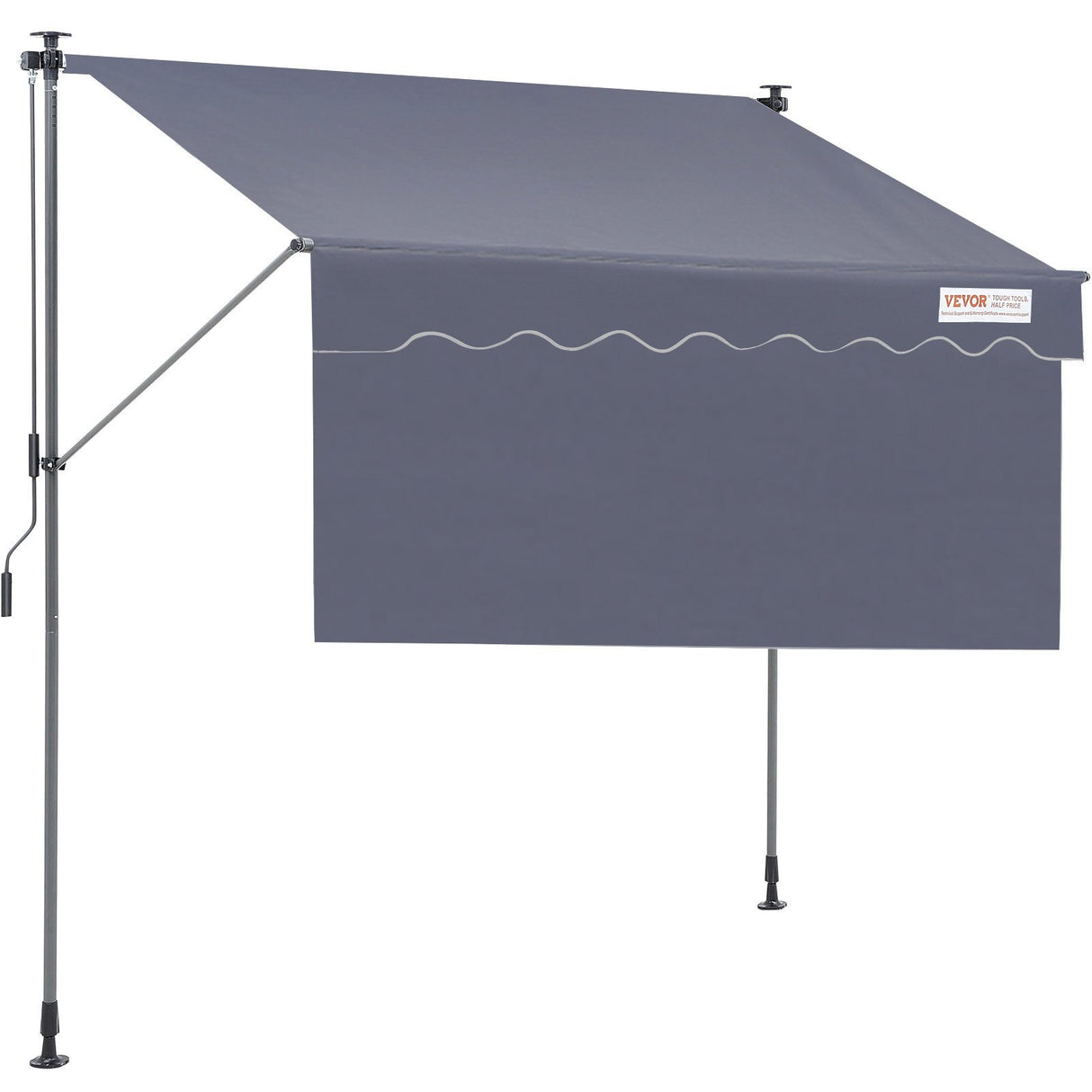 VEVOR Manual Retractable Awning, 3m Outdoor Retractable Patio Awning Sunshade Shelter, Adjustable Patio Door Window Awning Canopy with 39" Sun Shade Curtain for Backyard, Garden, Balcony