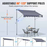 VEVOR Manual Retractable Awning, 3m Outdoor Retractable Patio Awning Sunshade Shelter, Adjustable Patio Door Window Awning Canopy with 39