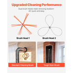 Chimney Sweep Kit, 7m Maximum Extendable Length Chimney Brush, Chimney Cleaner Sweeper with Dual Brush Heads, Brush & Goggles, Fireplace Cleaning Tool for Square, Rectangle, Arch Chimneys
