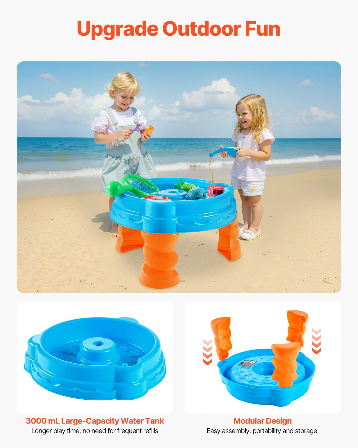 VEVOR Water Table for Toddlers Kids Activity Sensory Table with 9PCS Accessories