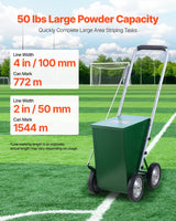 VEVOR Dry Line Marker 4-Wheel 50 or 100 mm Lines Heavy Duty Steel Chalker 22.7kg - Top-Down View