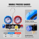 VEVOR AC Manifold Gauge Set 4-Way Fit R134A R22 R12 R502 Refrigeration Charging - 45-Degree Angle