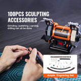 VEVOR Jewelry Polisher, Bench Grinder Polishing & Buffing Machine, 3590RPM Bench Lathe Polisher with 1 Wool Wheel & 1 Abrasive Fiber Wheel & 1 Grinding Wheel & 100pcs Tools - 45-Degree Angle
