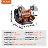 VEVOR Jewelry Polisher, Bench Grinder Polishing & Buffing Machine, 3590RPM Bench Lathe Polisher with 1 Wool Wheel & 1 Abrasive Fiber Wheel & 1 Grinding Wheel & 100pcs Tools - Rear View