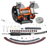 VEVOR Jewelry Polisher, Bench Grinder Polishing & Buffing Machine, 3590RPM Bench Lathe Polisher with 1 Wool Wheel & 1 Abrasive Fiber Wheel & 1 Grinding Wheel & 100pcs Tools - Low Angle