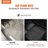 VEVOR Automotive Floor Mats Fits for Tesla Model Y 2021-2024 3 pcs TPE Liners