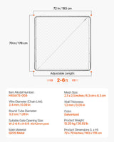 VEVOR Chain Link Fence Gate, 70 x 72 in, Adjustable Chain Link Fence Panel, Fit 3 ft (W) x 4 ft (H) Garden Fence Gate Opening, Rust-Resistant Galvanized Fencing Gate for Farm Posts Not Included - Close-Up Angle