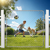 VEVOR Chain Link Fence Gate, 70 x 72 in, Adjustable Chain Link Fence Panel, Fit 3 ft (W) x 4 ft (H) Garden Fence Gate Opening, Rust-Resistant Galvanized Fencing Gate for Farm Posts Not Included - Low Angle