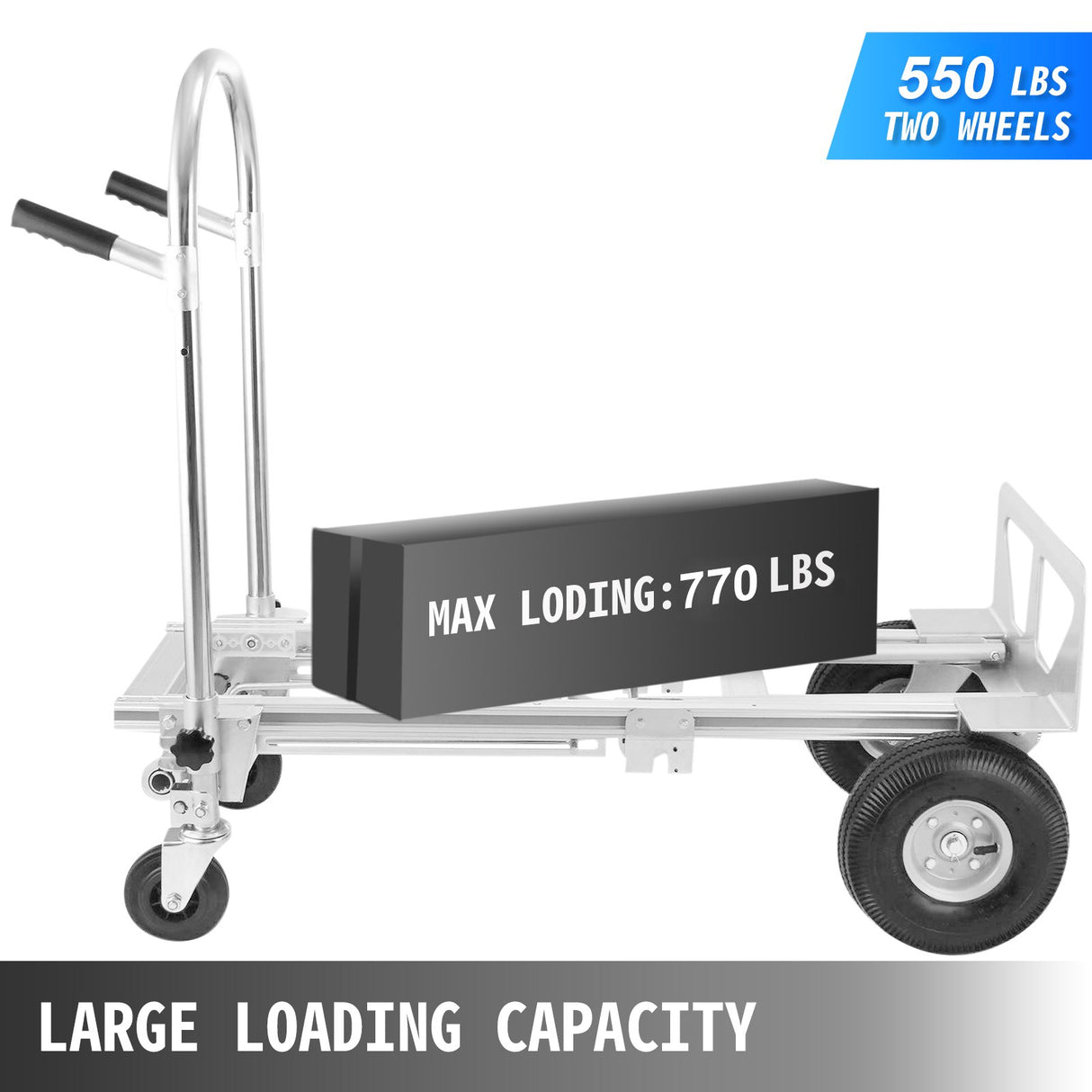VEVOR Aluminum Hand Truck 3 in 1 Folding Hand Truck Convertible Hand Truck and Dolly