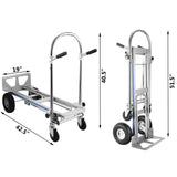 VEVOR Aluminum Hand Truck 3 in 1 Folding Hand Truck Convertible Hand Truck and Dolly - Low Angle